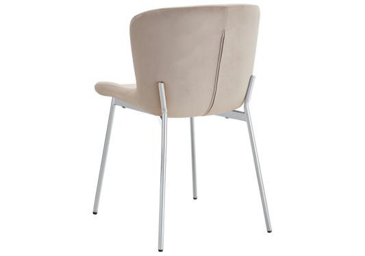 Chaise salle manger velours taupe pieds chromé - Vesta x4