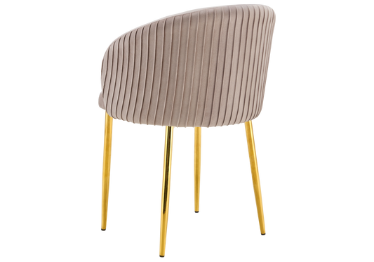 Chaise salle manger velours taupe pieds doré - Sora x2