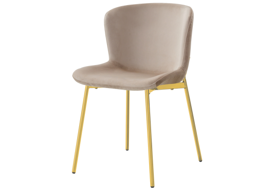 Chaise salle manger velours taupe pieds doré - Vesta x4