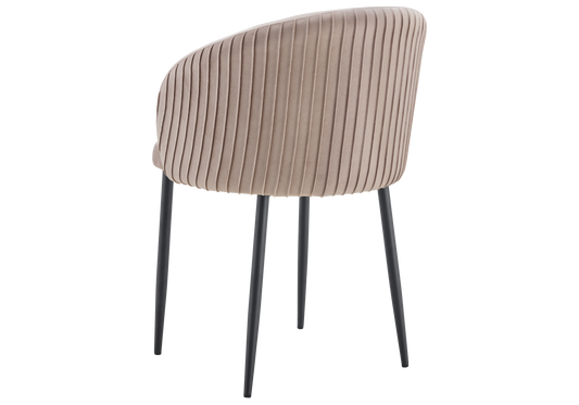 Chaise salle manger velours taupe pieds noir - Sora x2
