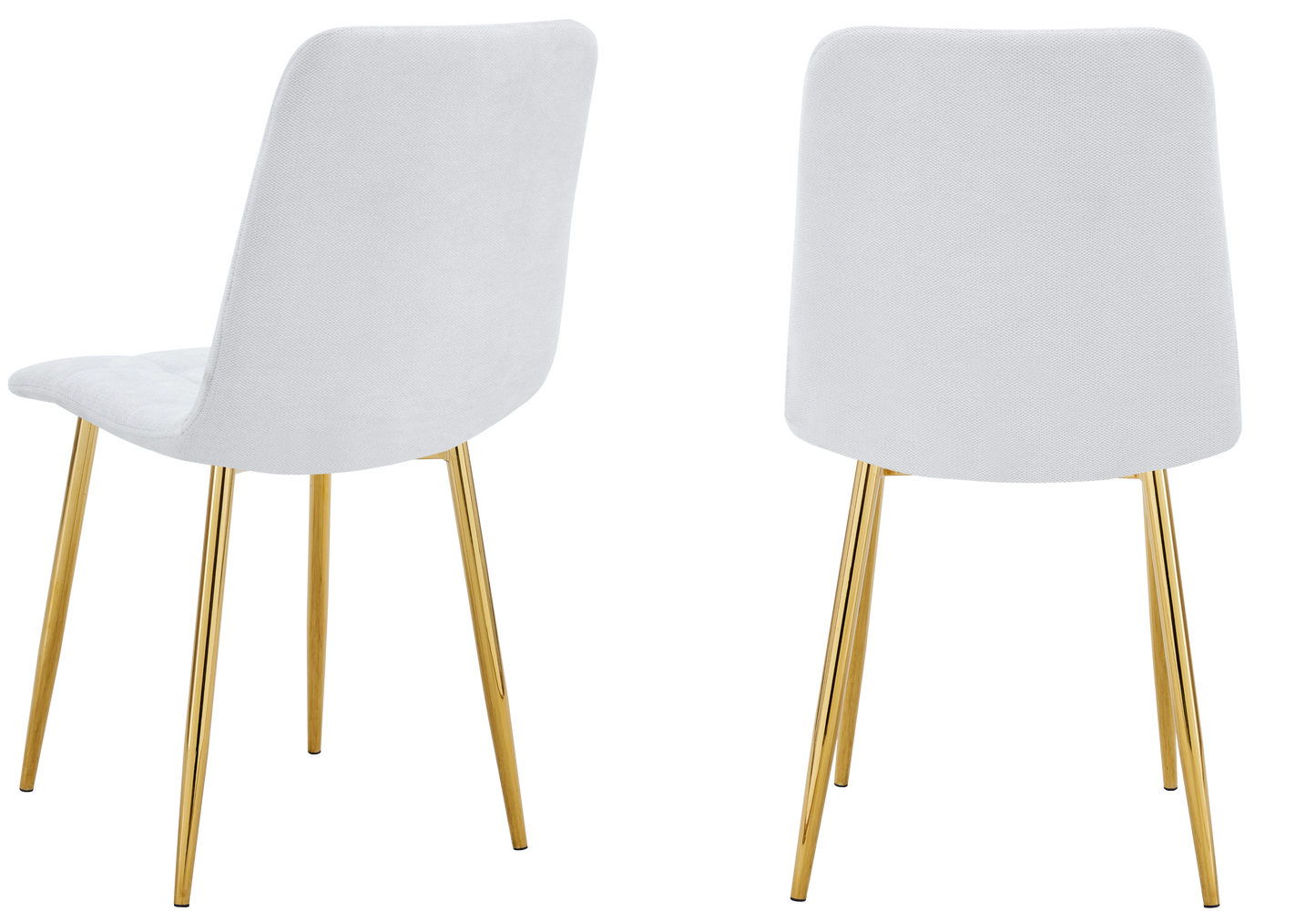 Chaise tissu texturé matelassée grise pieds dorés - Milan x4