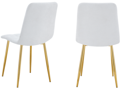 Chaise tissu texturé matelassée grise pieds dorés - Milan x4