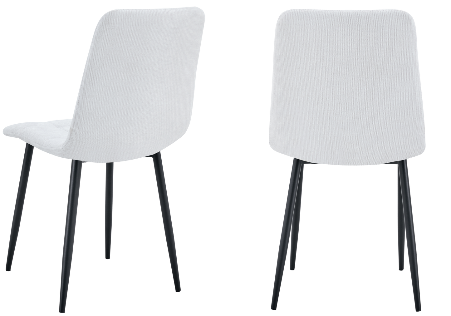 Chaise tissu texturé matelassée grise pieds noirs - Milan x4