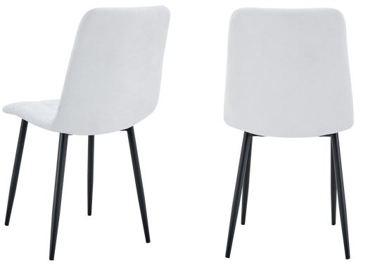 Chaise tissu texturé matelassée grise pieds noirs - Milan x4