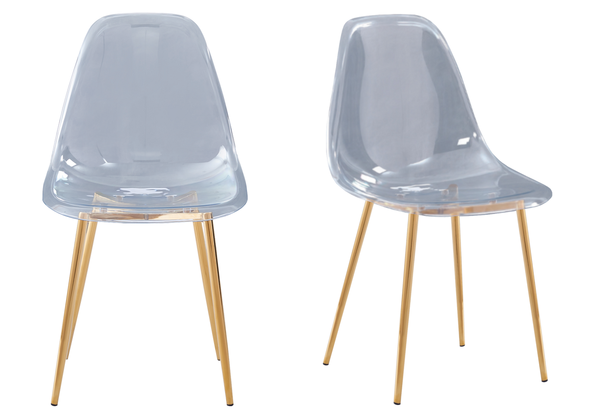 Chaise transparente pieds dorés - Gina x6