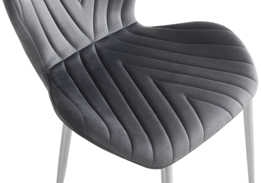 Chaise velours anthracite pieds argent – Syra x4
