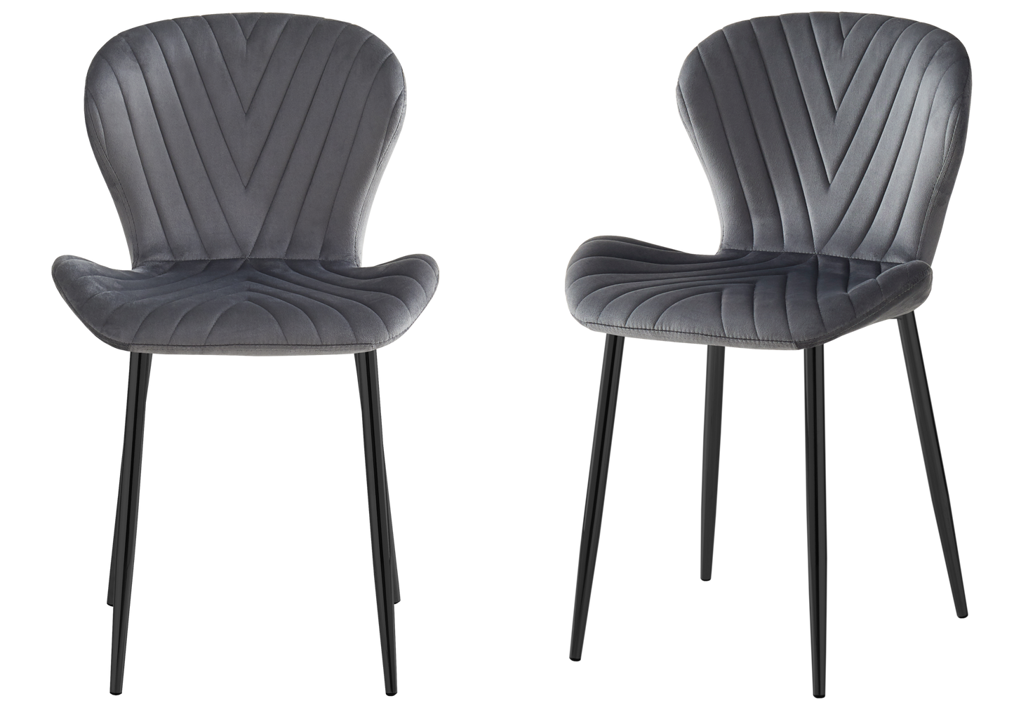 Chaise velours anthracite pieds noirs – Syra x4