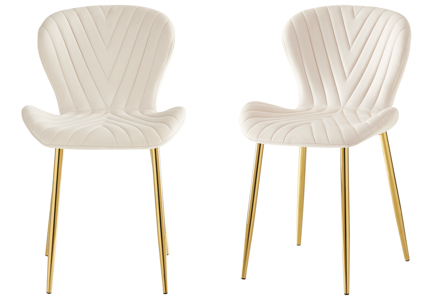Chaise velours beige pieds dorés – Syra x4