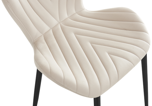 Chaise velours beige pieds noirs – Syra x4