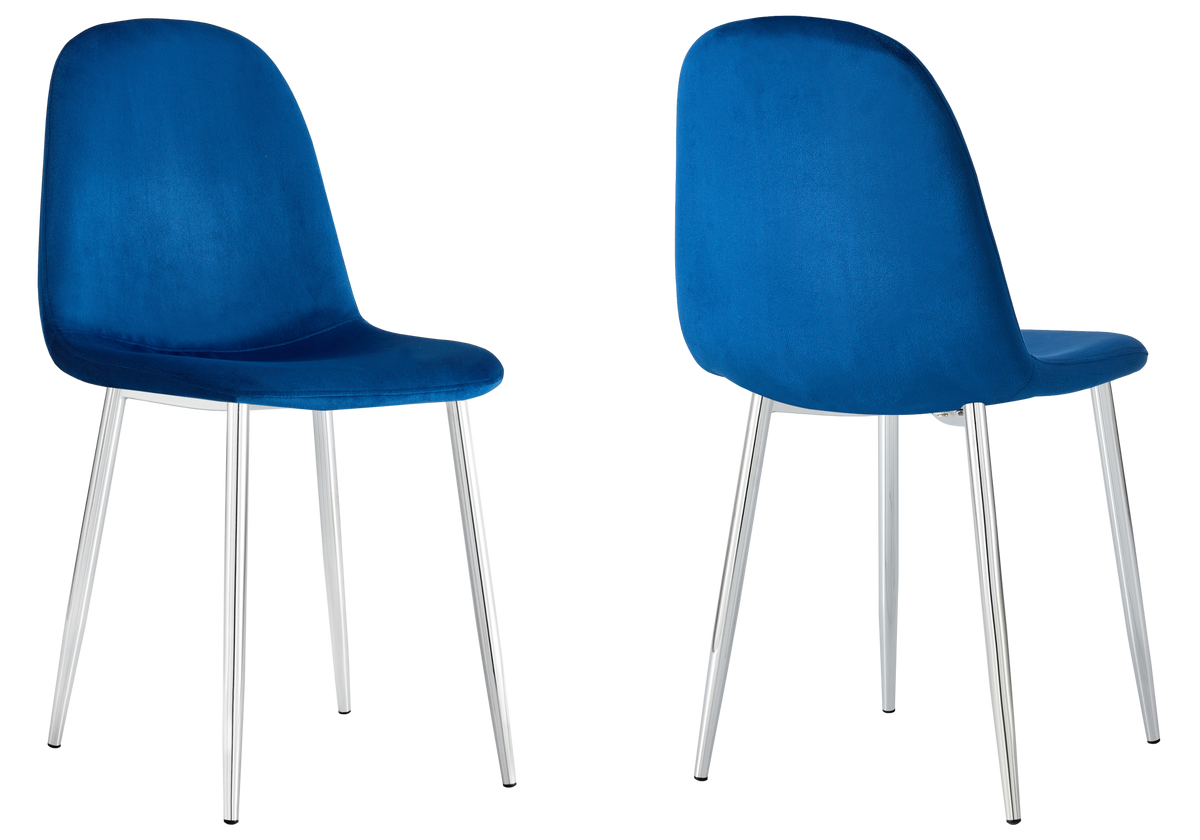 Chaises scandinaves en velours bleu - Gina x6