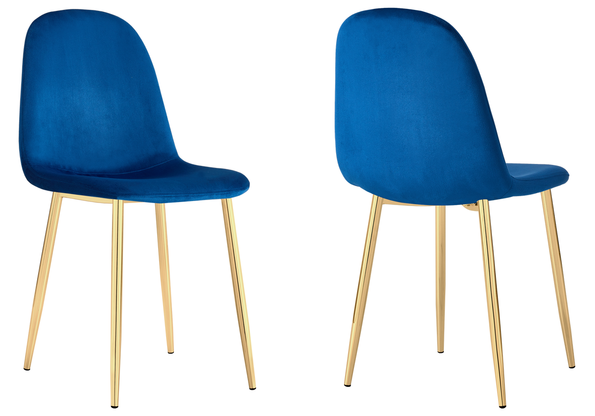 Chaises scandinaves en velours bleu - Gina x6