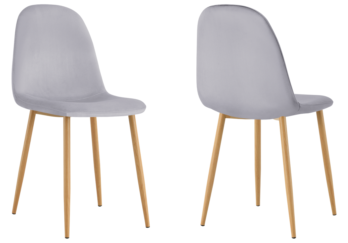 Chaises scandinaves en velours gris - Gina x6