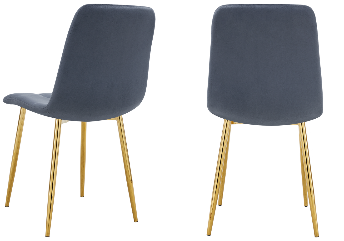 Chaise velours matelassée anthracite pieds dorés - Milan x4