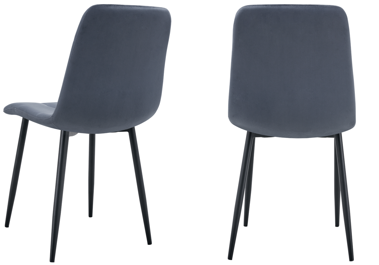 Chaise velours matelassée anthracite pieds noirs - Milan x4