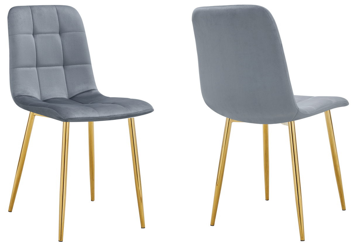 Chaises en velours gris capitonnées - Milan x4