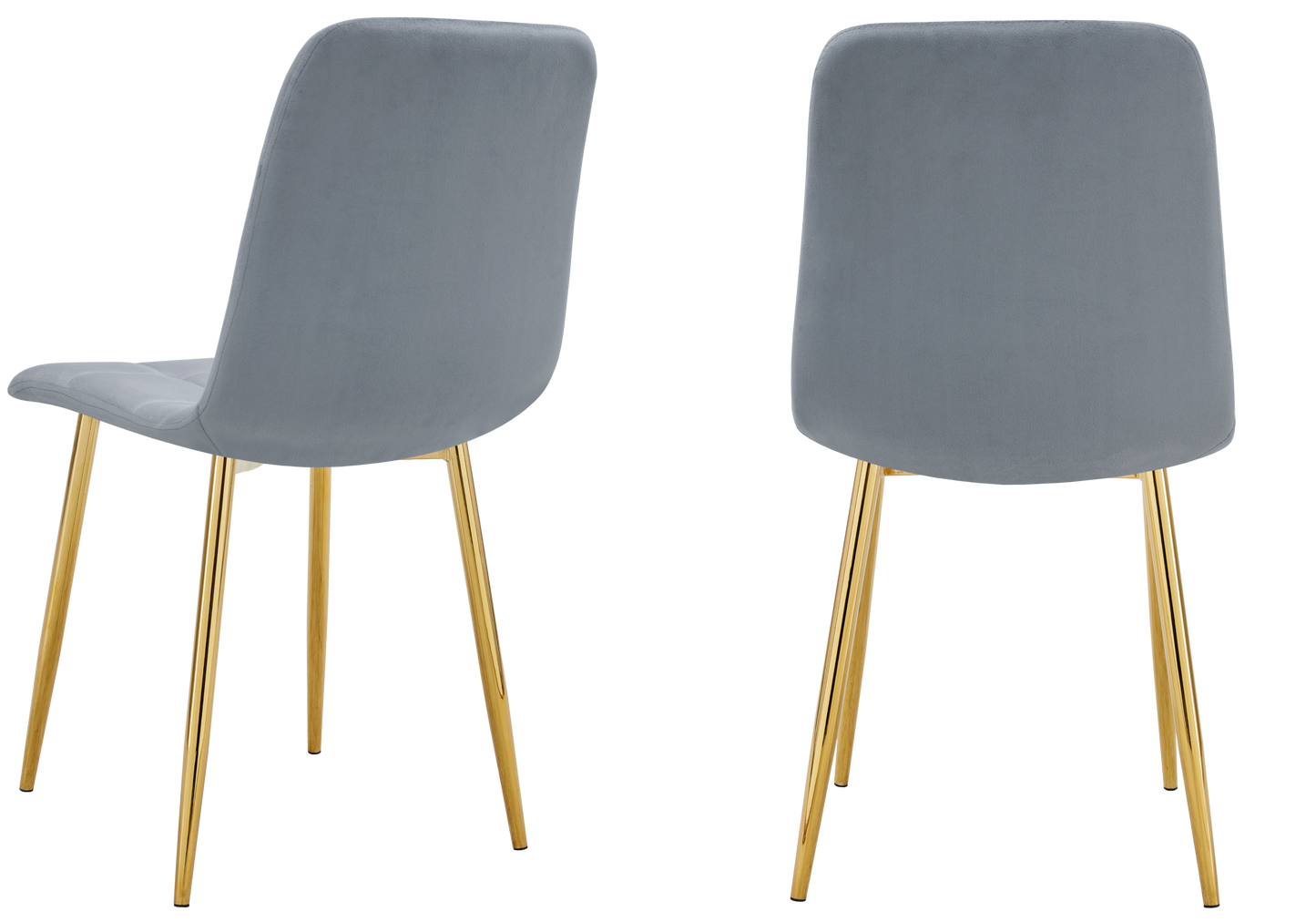 Chaise velours matelassée grise pieds dorés - Milan x4
