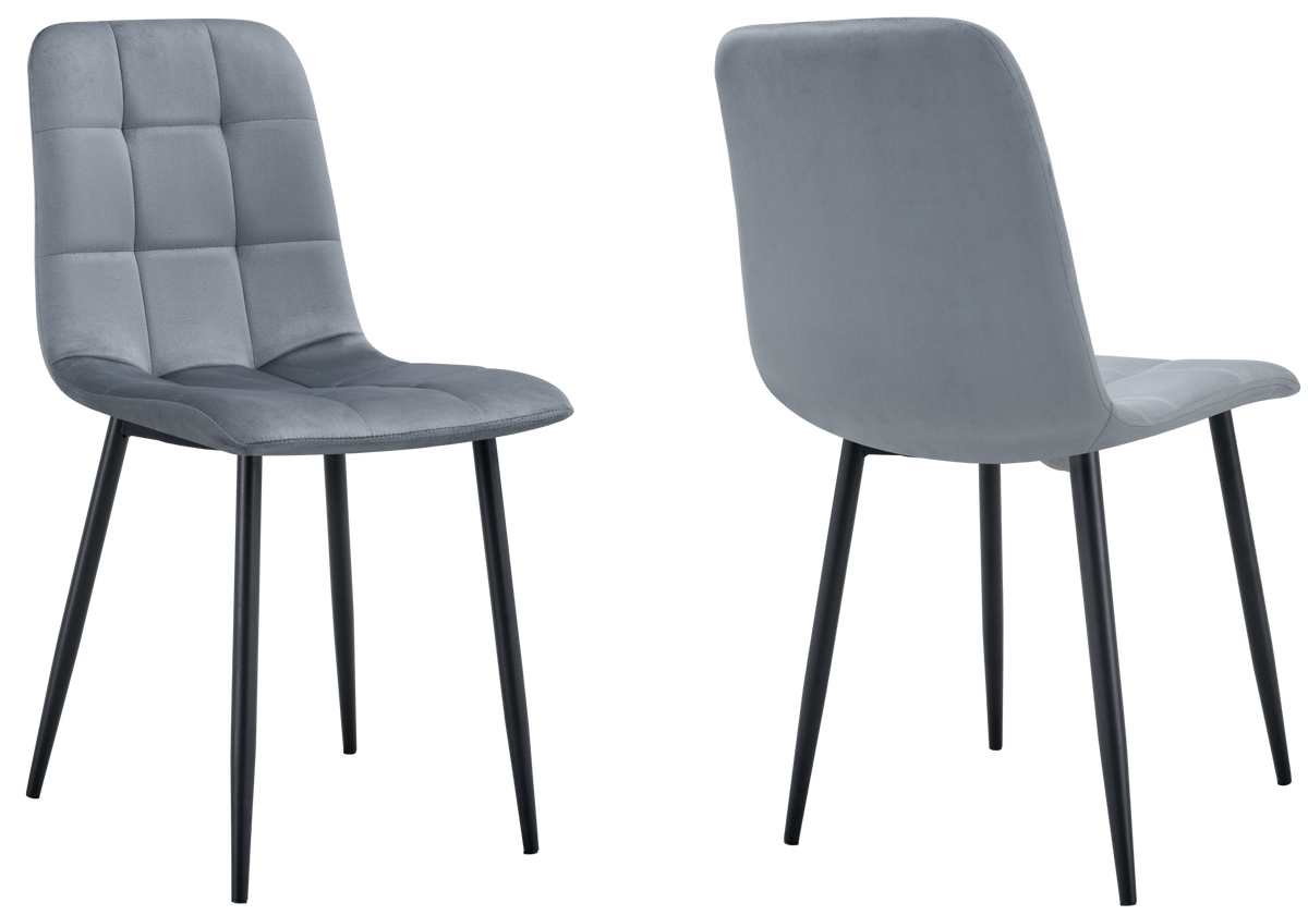 Chaises en velours gris capitonnées - Milan x4