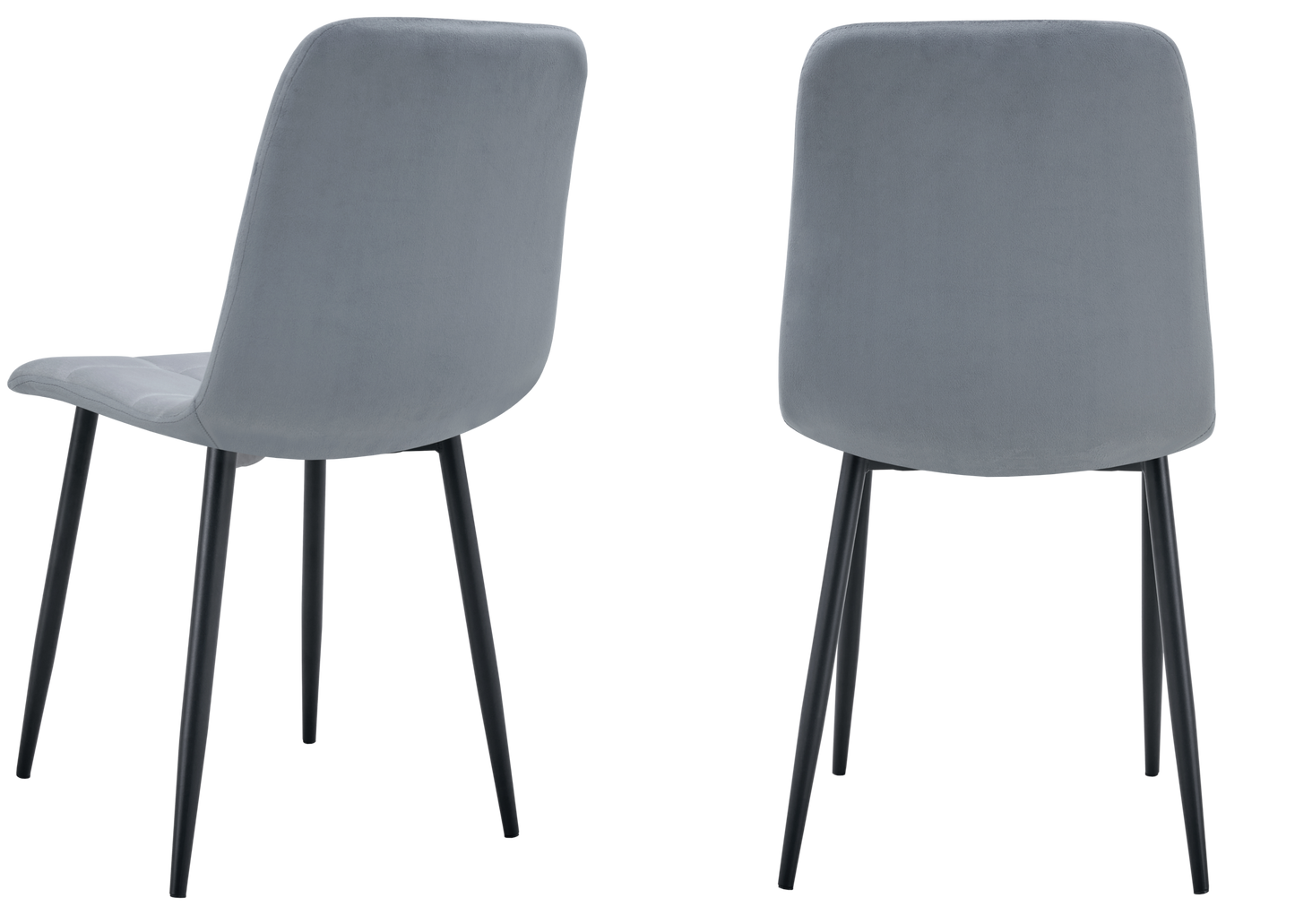Chaise velours matelassée grise pieds noirs - Milan x4