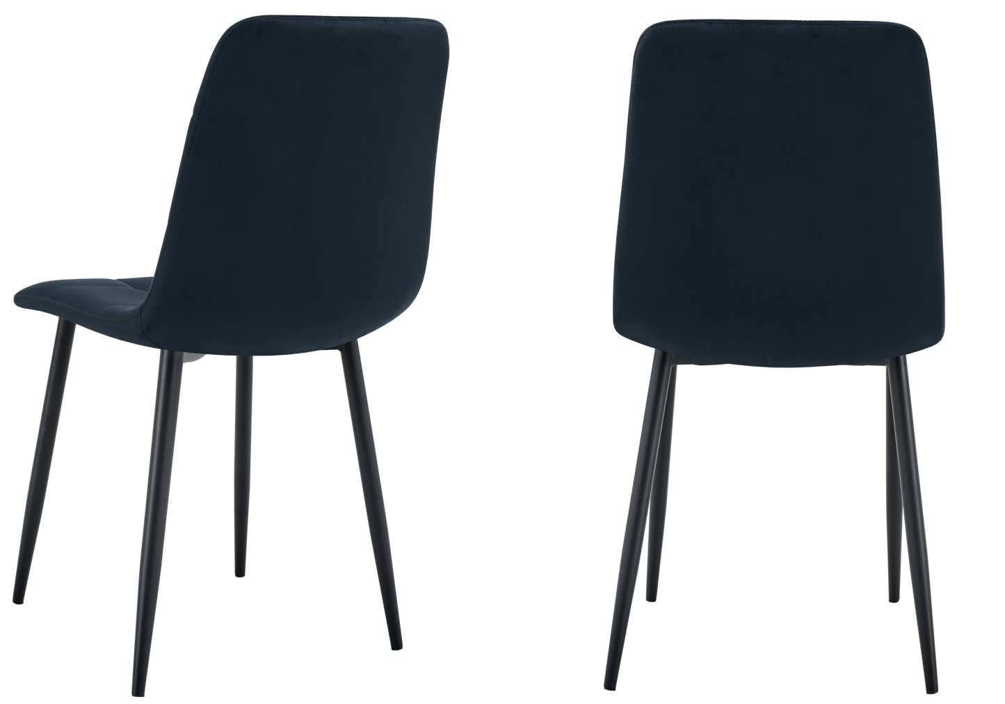 Chaise velours matelassée noire pieds noirs - Milan x4