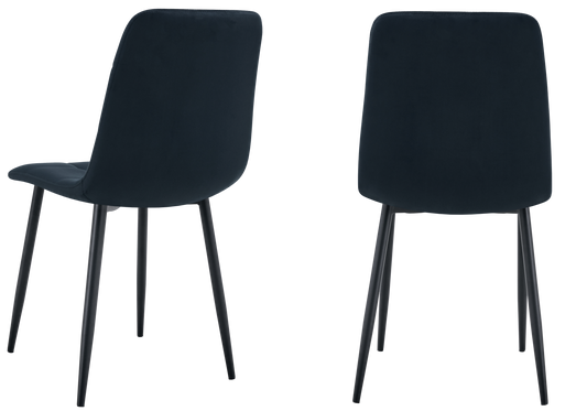 Chaise velours matelassée noire pieds noirs - Milan x4