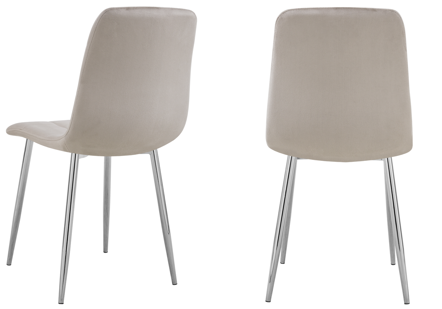 Chaise velours matelassée taupe pieds argentés - Milan x4