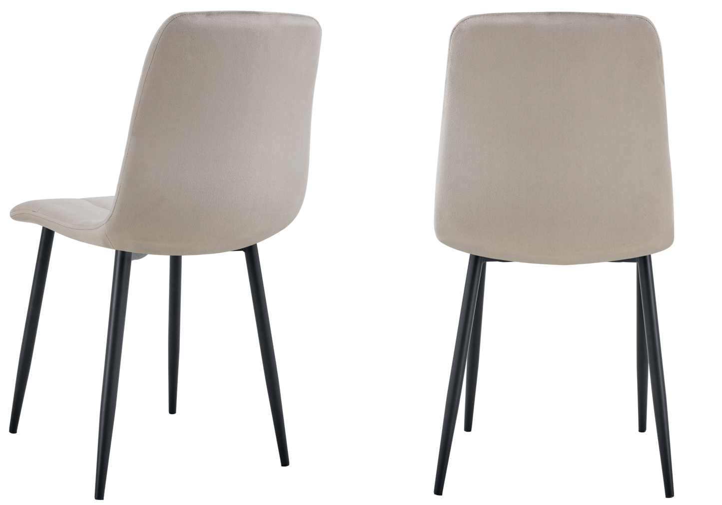Chaise velours matelassée taupe pieds noirs - Milan x4