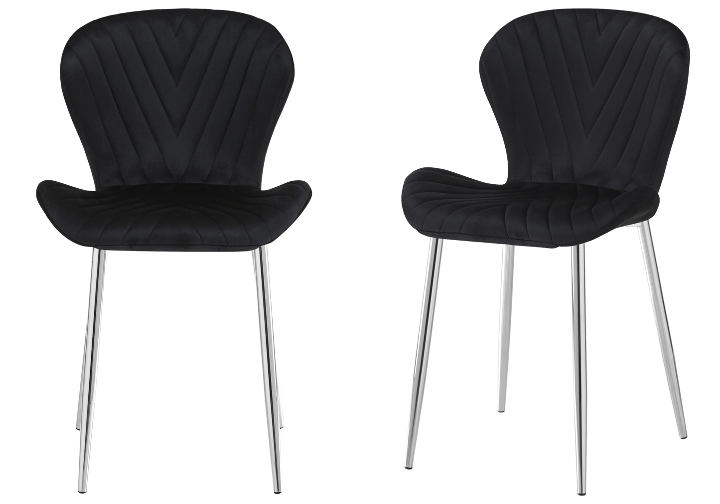 Chaise velours noir pieds argent – Syra x4