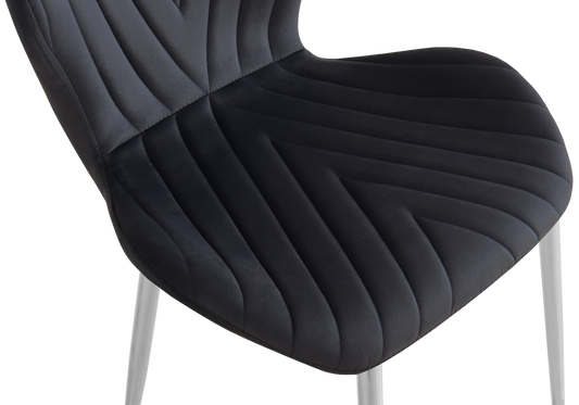 Chaise velours noir pieds argent – Syra x4