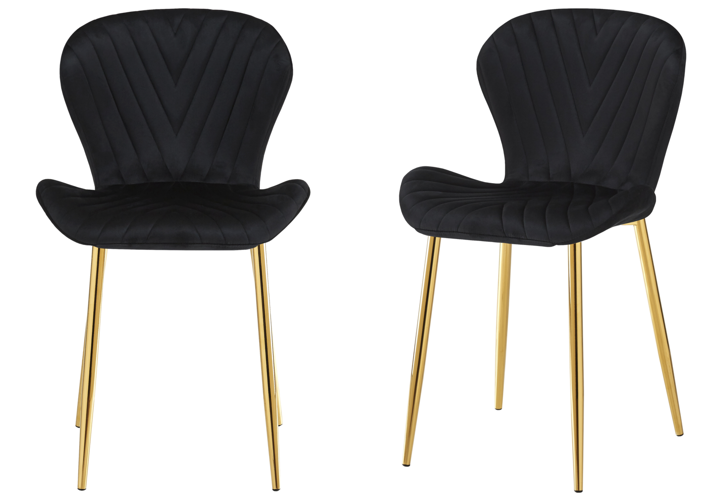Chaise velours noir pieds dorés – Syra x4