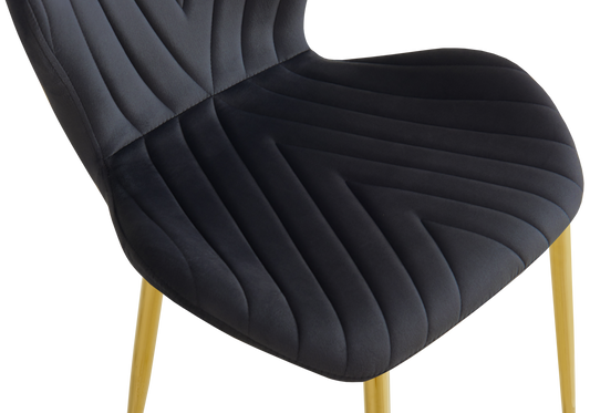 Chaise velours noir pieds dorés – Syra x4
