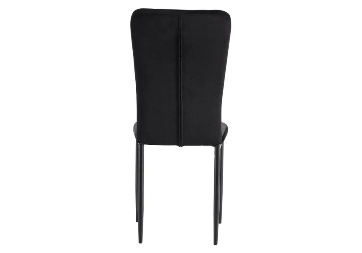 Chaise velours noir dossier haut et pieds noir - Stria x4