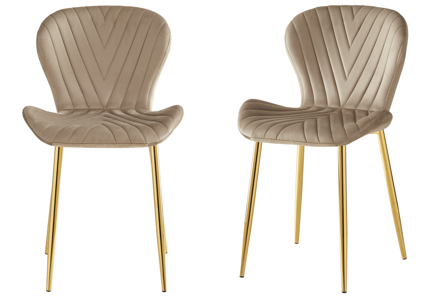 Chaise velours taupe pieds dorés – Syra x4