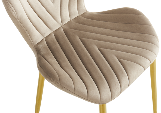 Chaise velours taupe pieds dorés – Syra x4