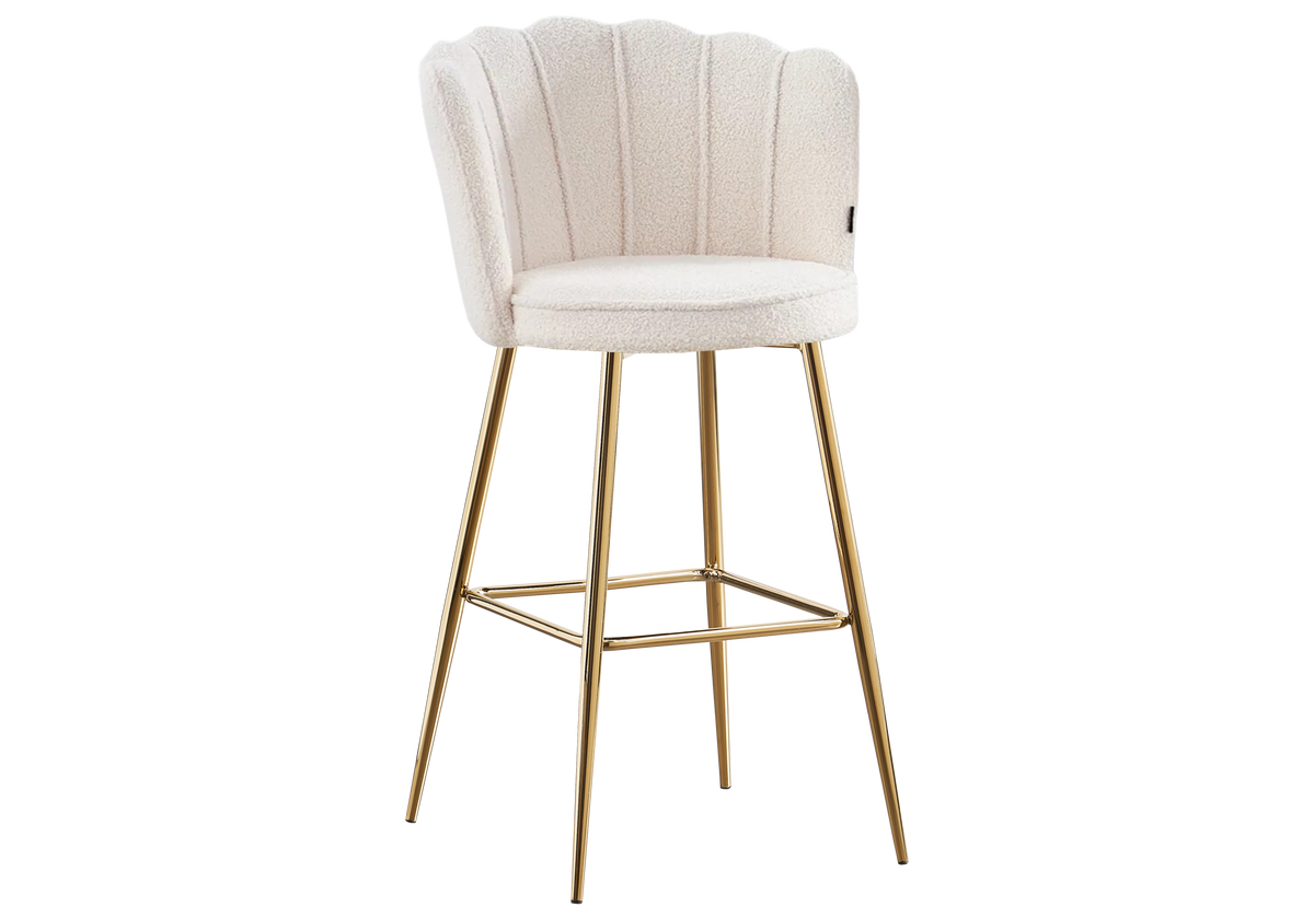 Chaise de bar design coquillage tissu bouclé - Nymea x2