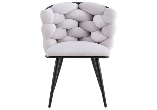 Chaise de table velours gris pieds noirs - Cloud x2