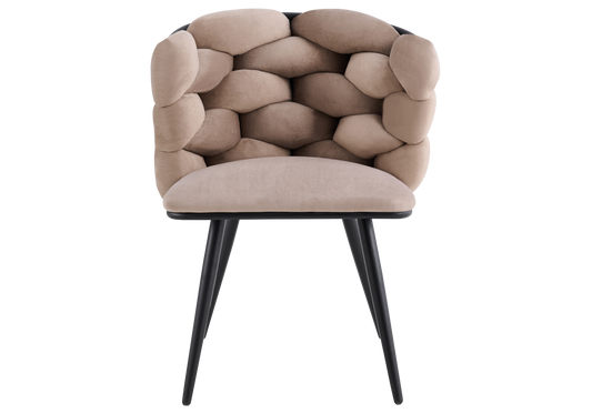 Chaise de table velours taupe pieds noirs - Cloud x2