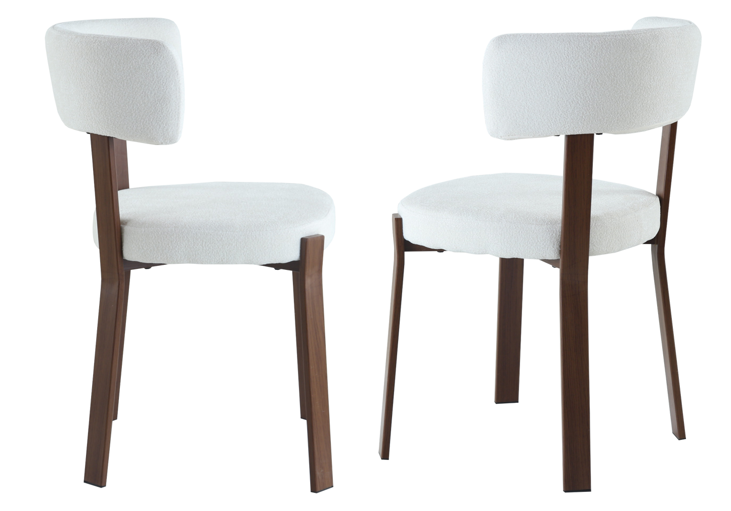 Chaise en tissu texturé beige et pieds noyer - Como x4