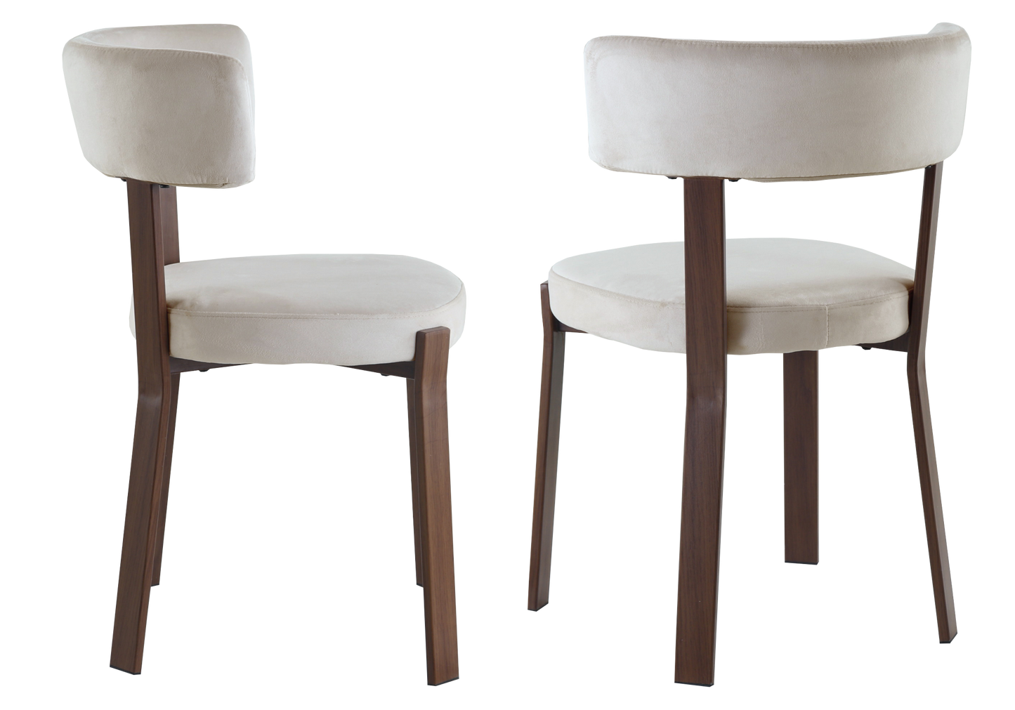 Chaise en velours beige et pieds noyer - Como x4