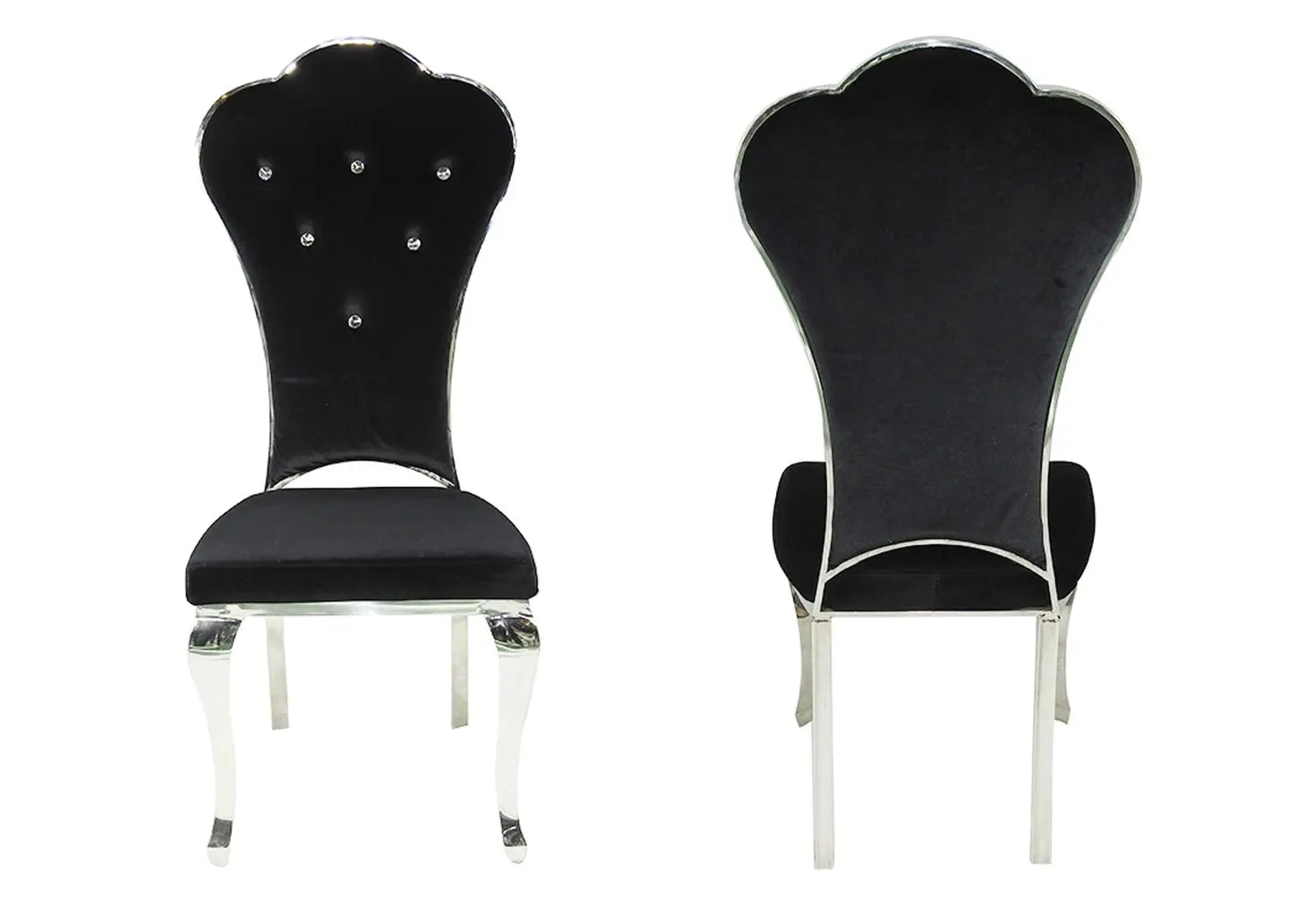 Chaises chromé capitonné noir LUA New Design
