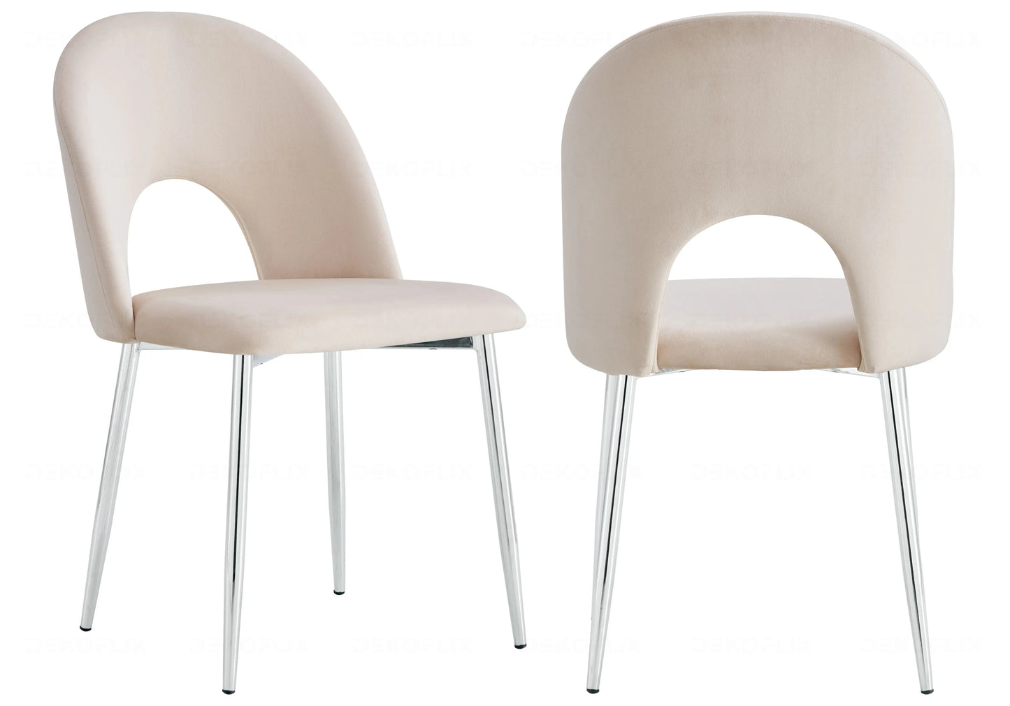 Chaises chromé velours beige TALIA (lot de 4) New Design
