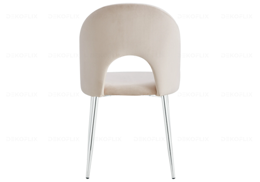 Chaises chromé velours beige TALIA (lot de 4) New Design