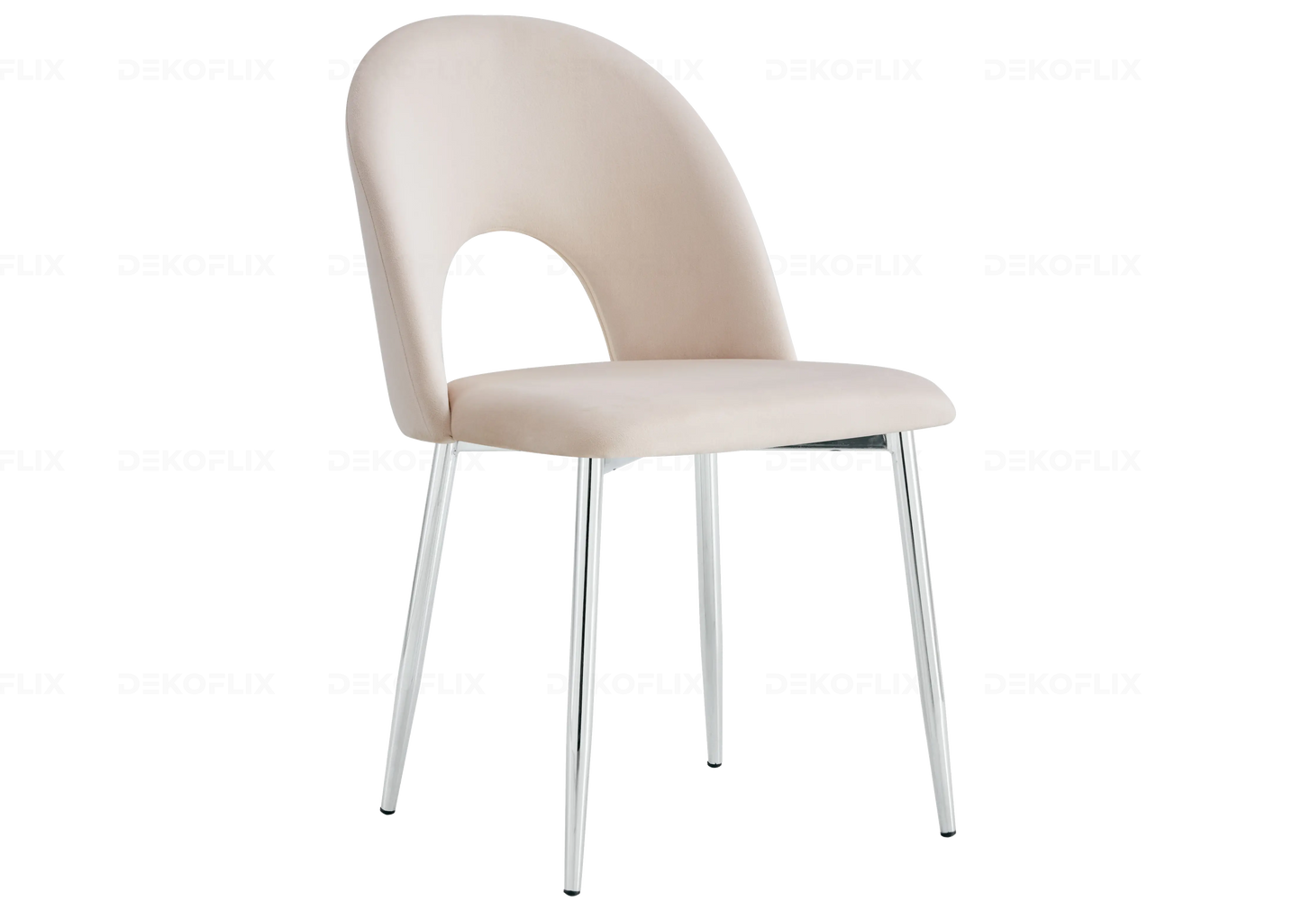Chaises chromé velours beige TALIA (lot de 4) New Design