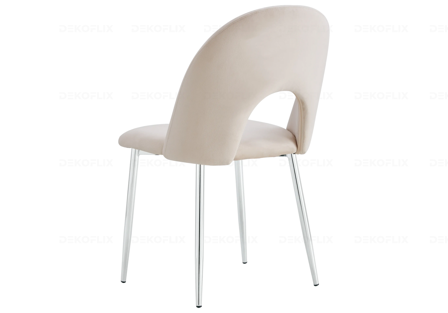 Chaises chromé velours beige TALIA (lot de 4) New Design