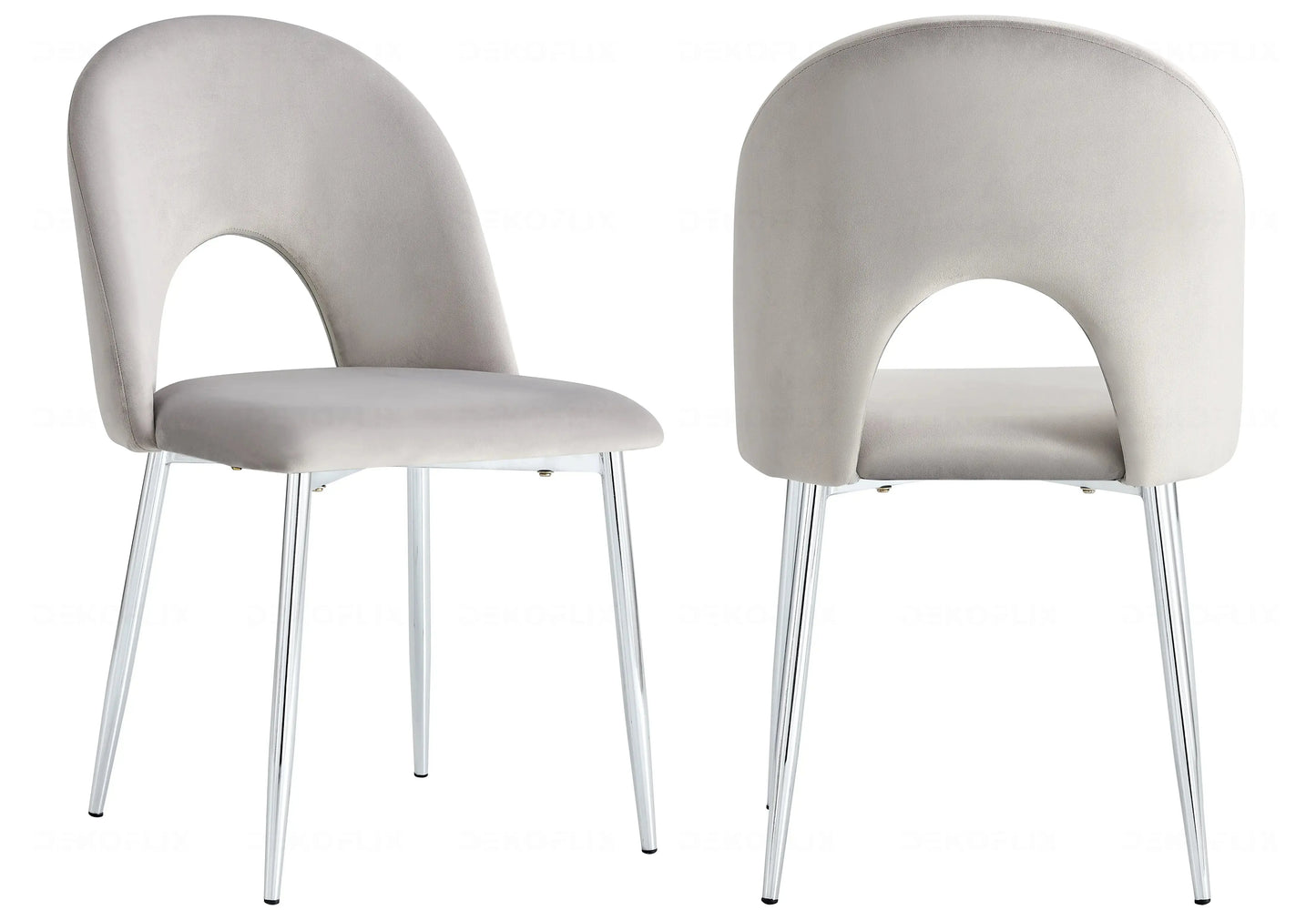 Chaises chromé velours gris TALIA (lot de 4) New Design
