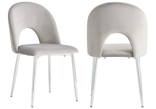 Chaises chromé velours gris TALIA (lot de 4) New Design