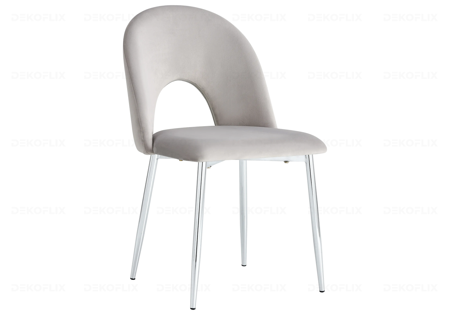 Chaises chromé velours gris TALIA (lot de 4) New Design