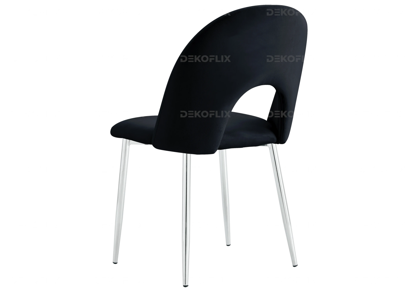 Chaises chromé velours noir TALIA (lot de 4) New Design