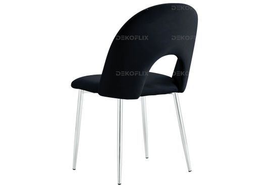 Chaises chromé velours noir TALIA (lot de 4) New Design