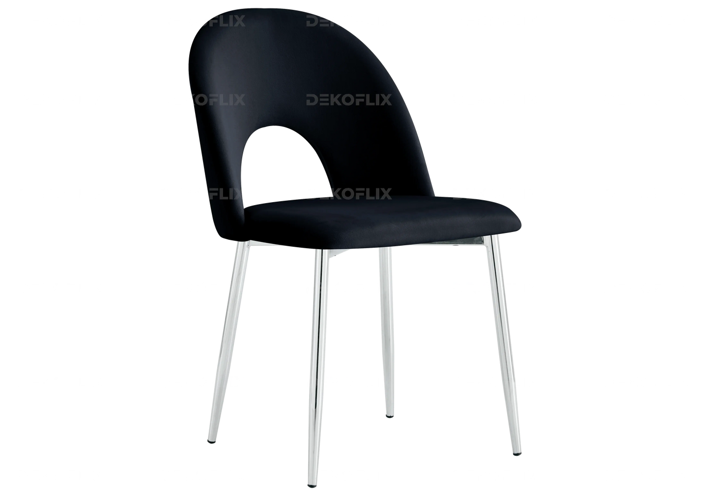 Chaises chromé velours noir TALIA (lot de 4) New Design