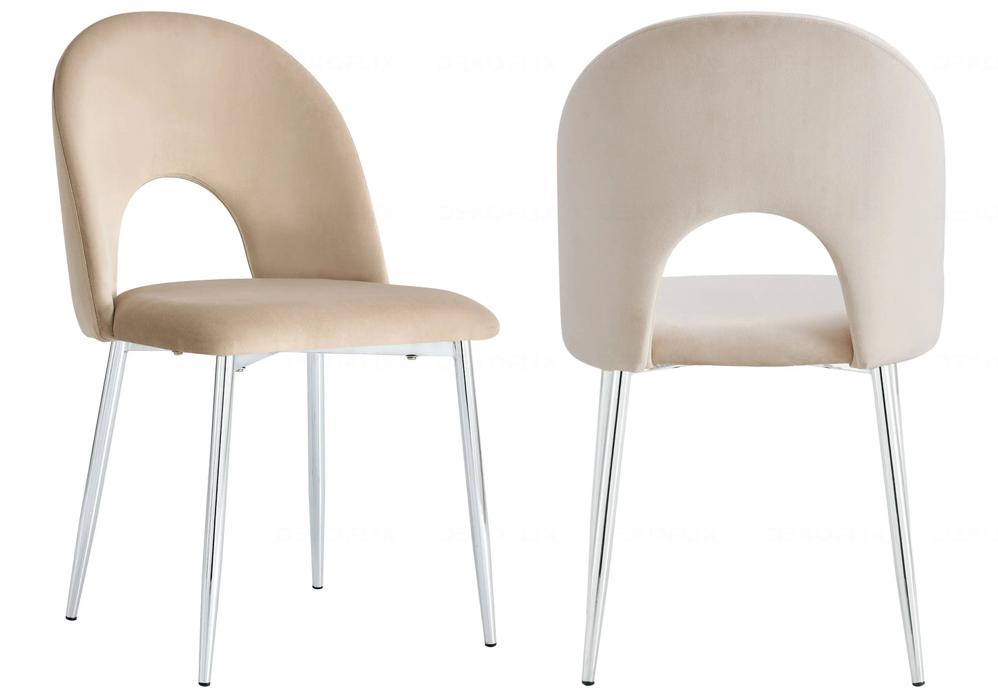 Chaises chromé velours taupe TALIA (lot de 4) New Design